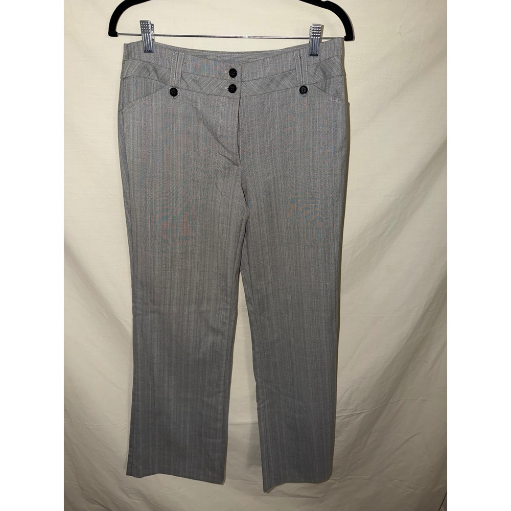 B. Moss Gray Herringbone Stretch Dress Pants Womens 8 Professional Trousers
